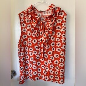 LOFT Floral Top - Orange and Cream